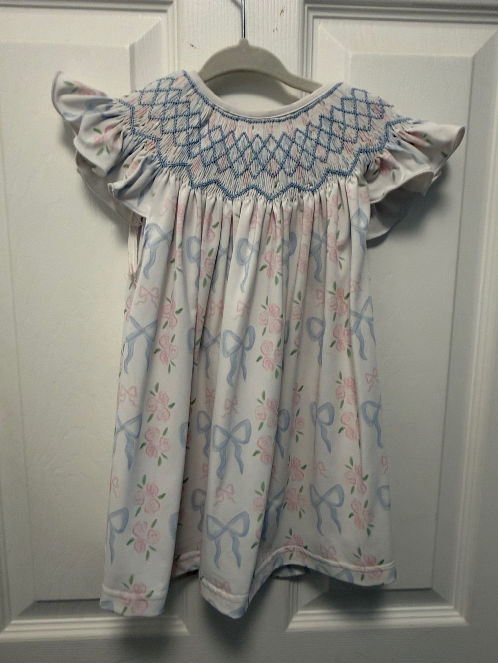 Girls Smocked Bloomer Set - Pastel Blue & Pink Floral